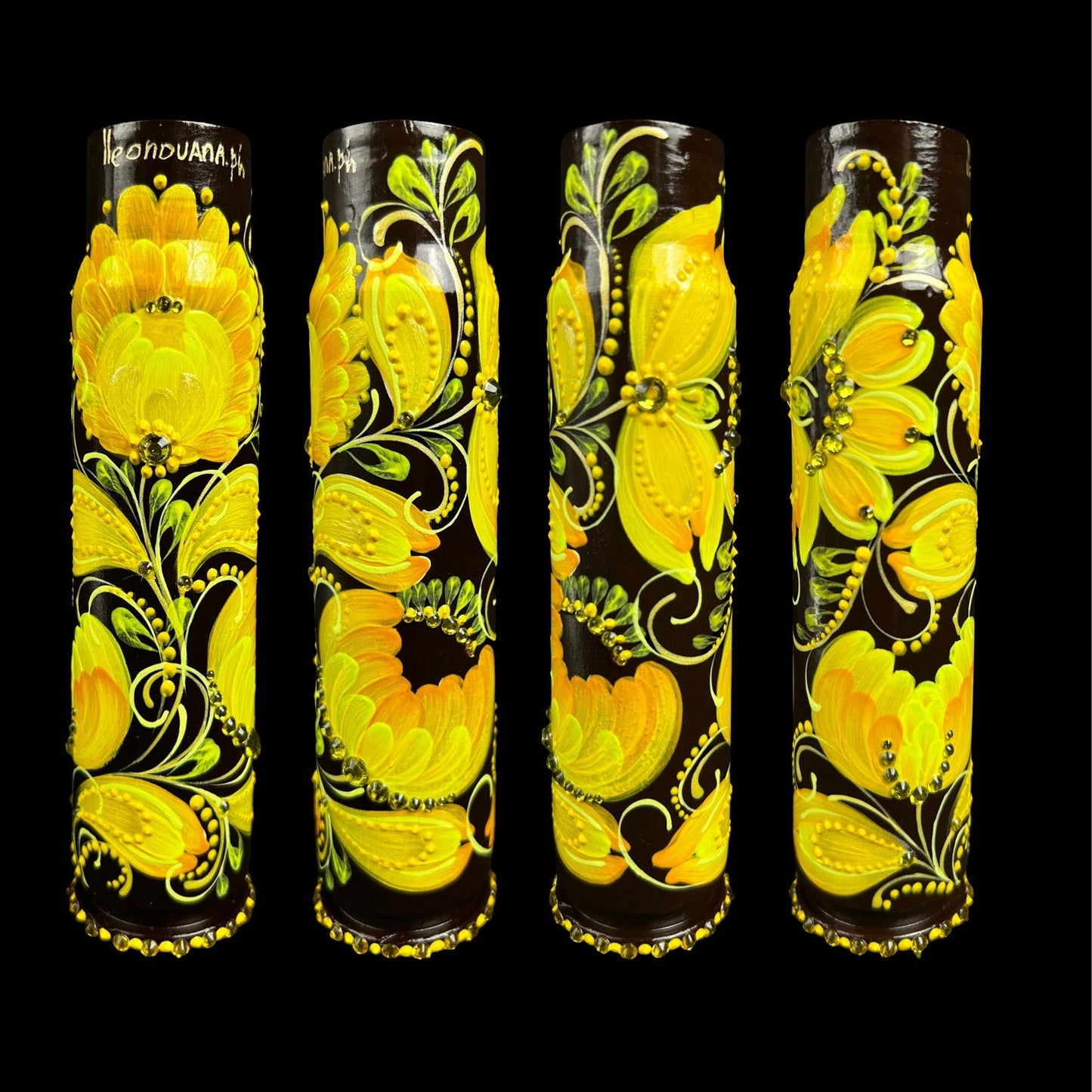 30mm spent shell with artistic pattern by Ukrainian artist Anastasia