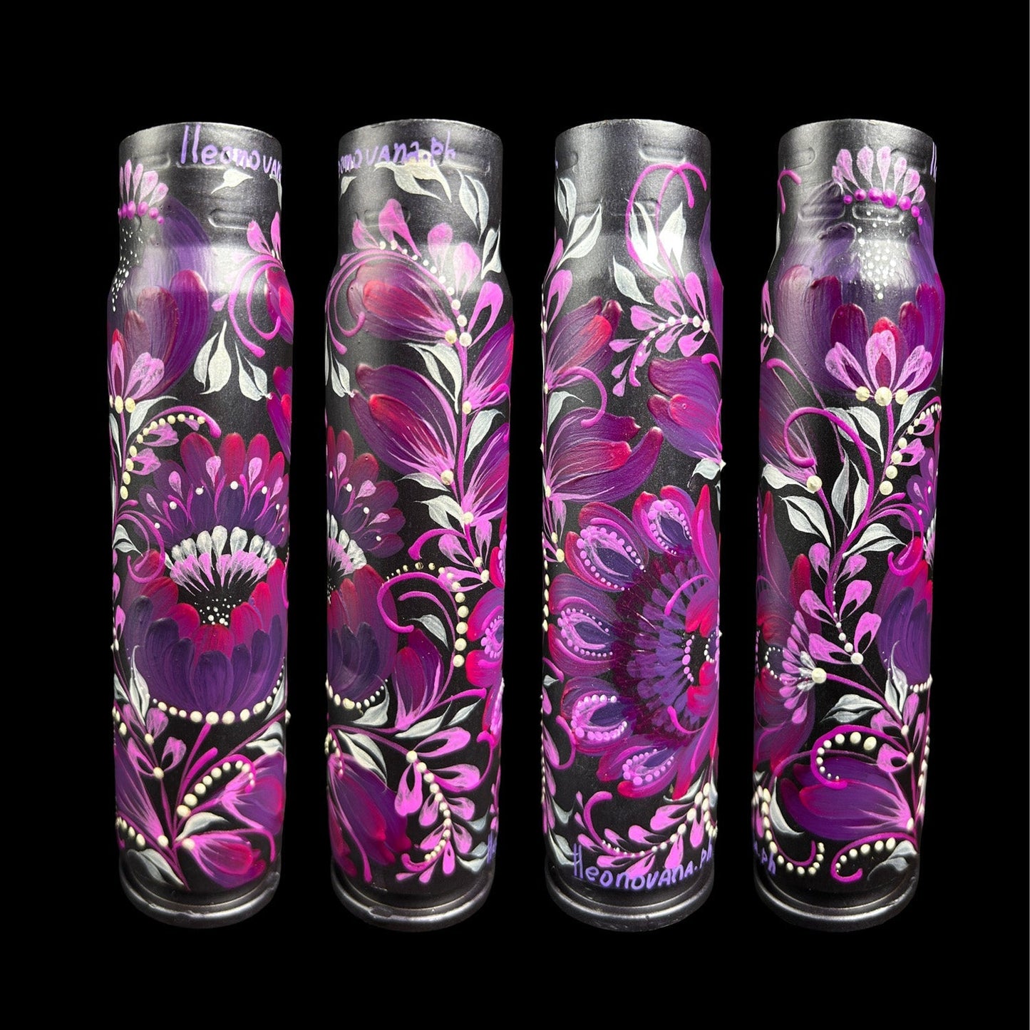 30mm spent shell painted with decorative patterns by Ukrainian artist Anastasia