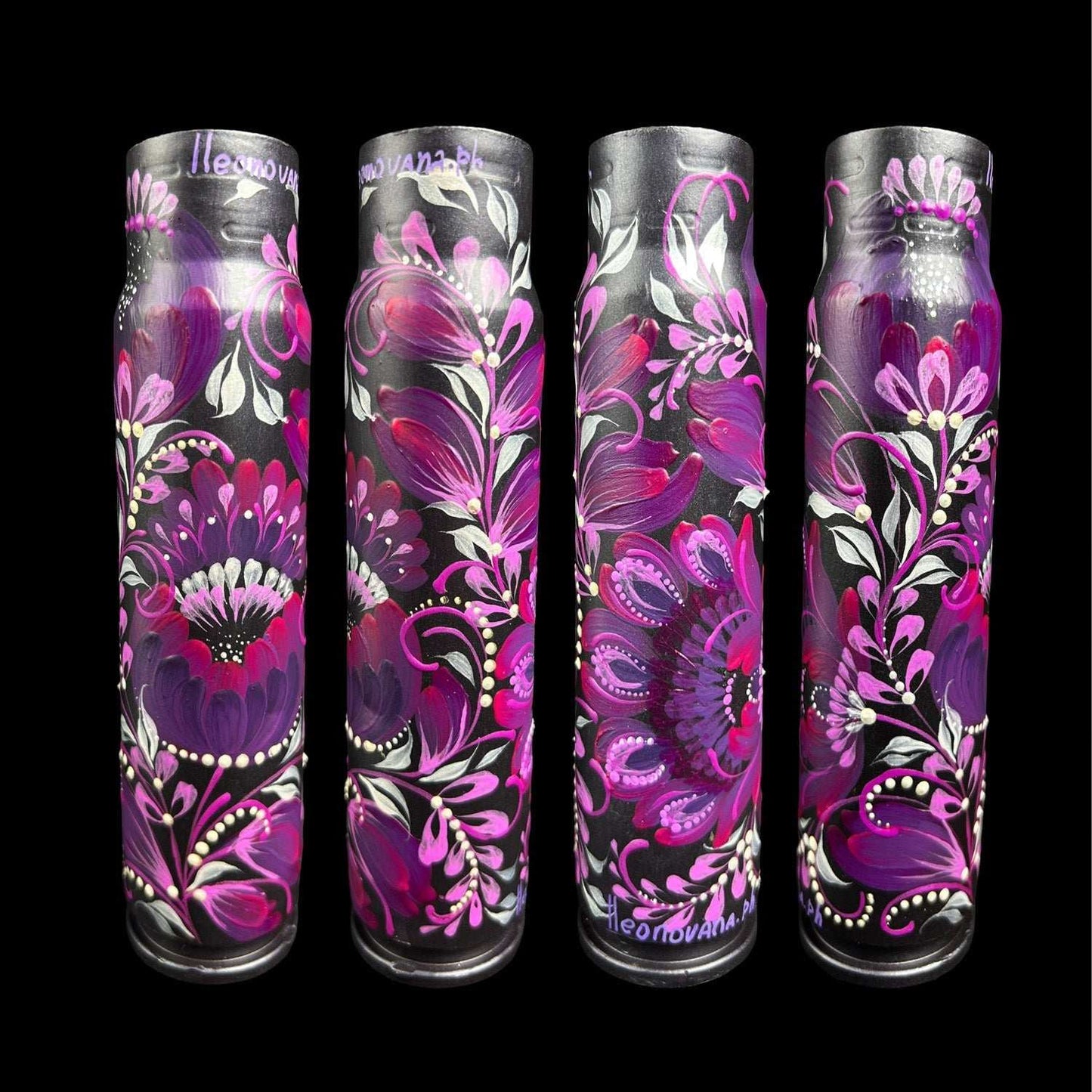 30mm spent shell painted with decorative patterns by Ukrainian artist Anastasia