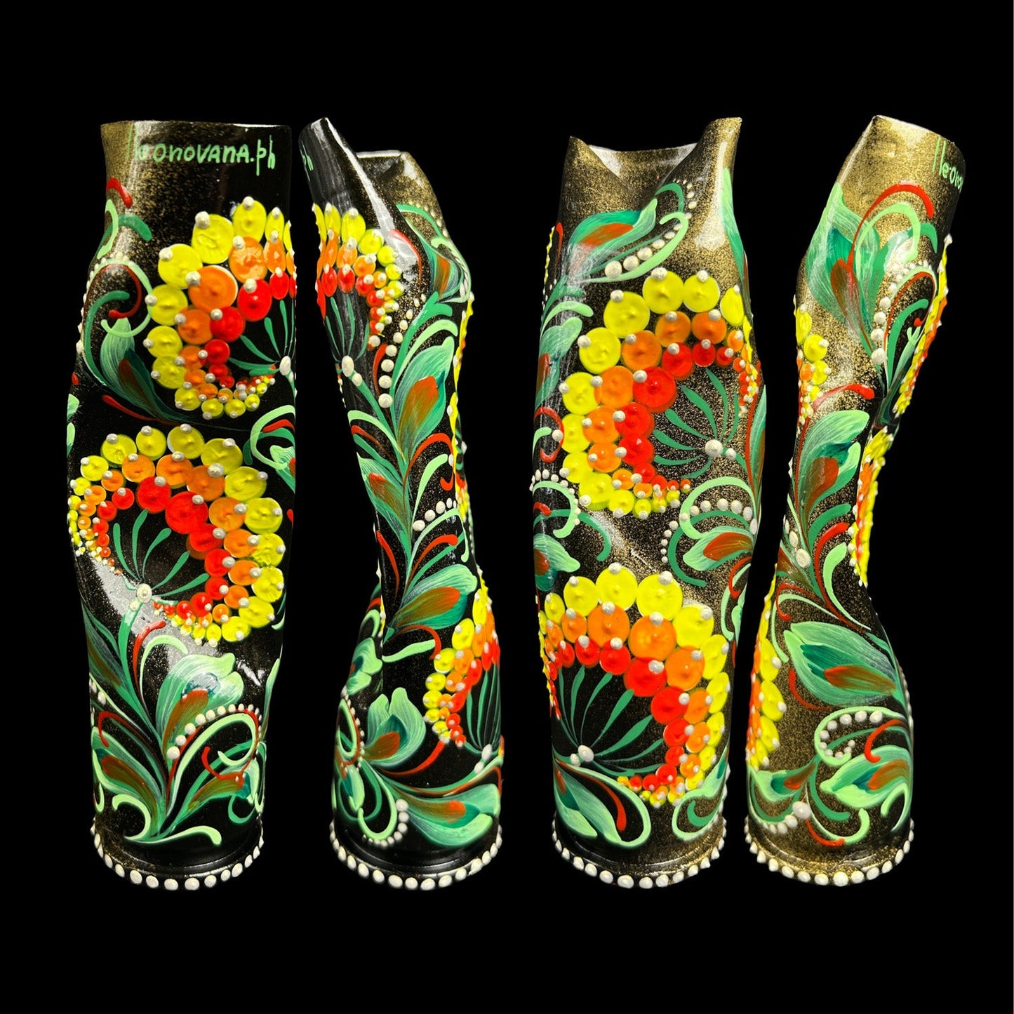 30mm spent shell painted with artistic patterns by Ukrainian artist Anastasia