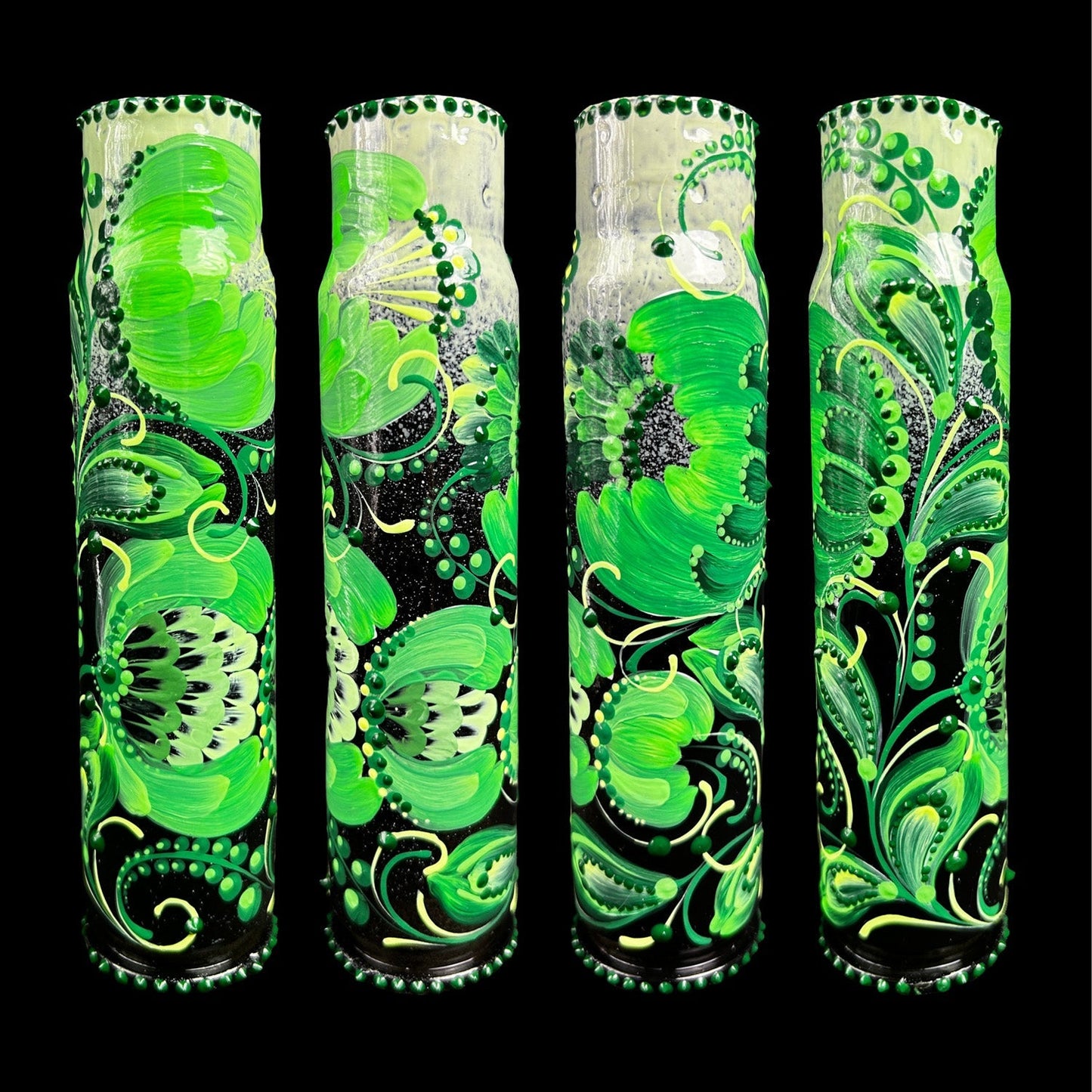 30mm spent shell painted with artistic patterns by Ukrainian artist Anastasia