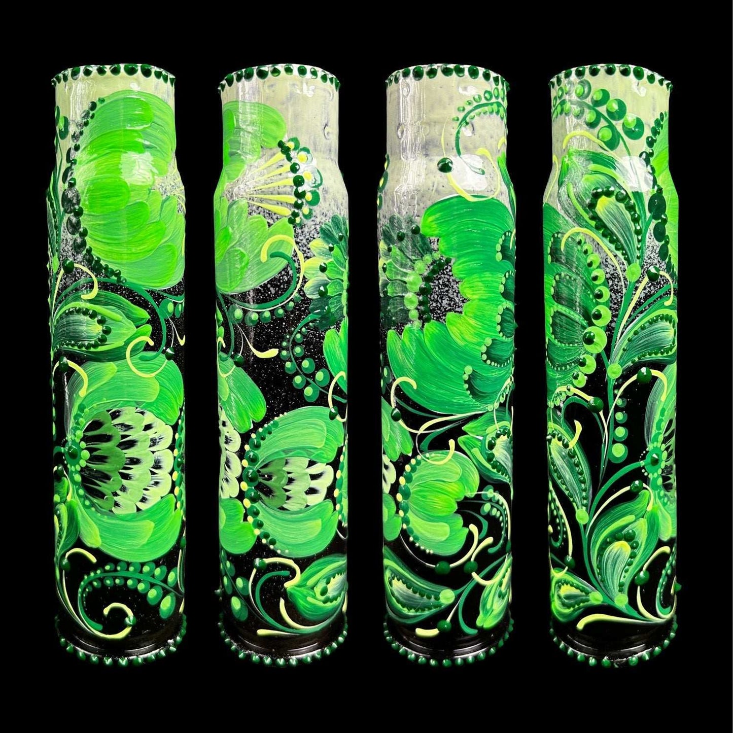 30mm spent shell painted with artistic patterns by Ukrainian artist Anastasia