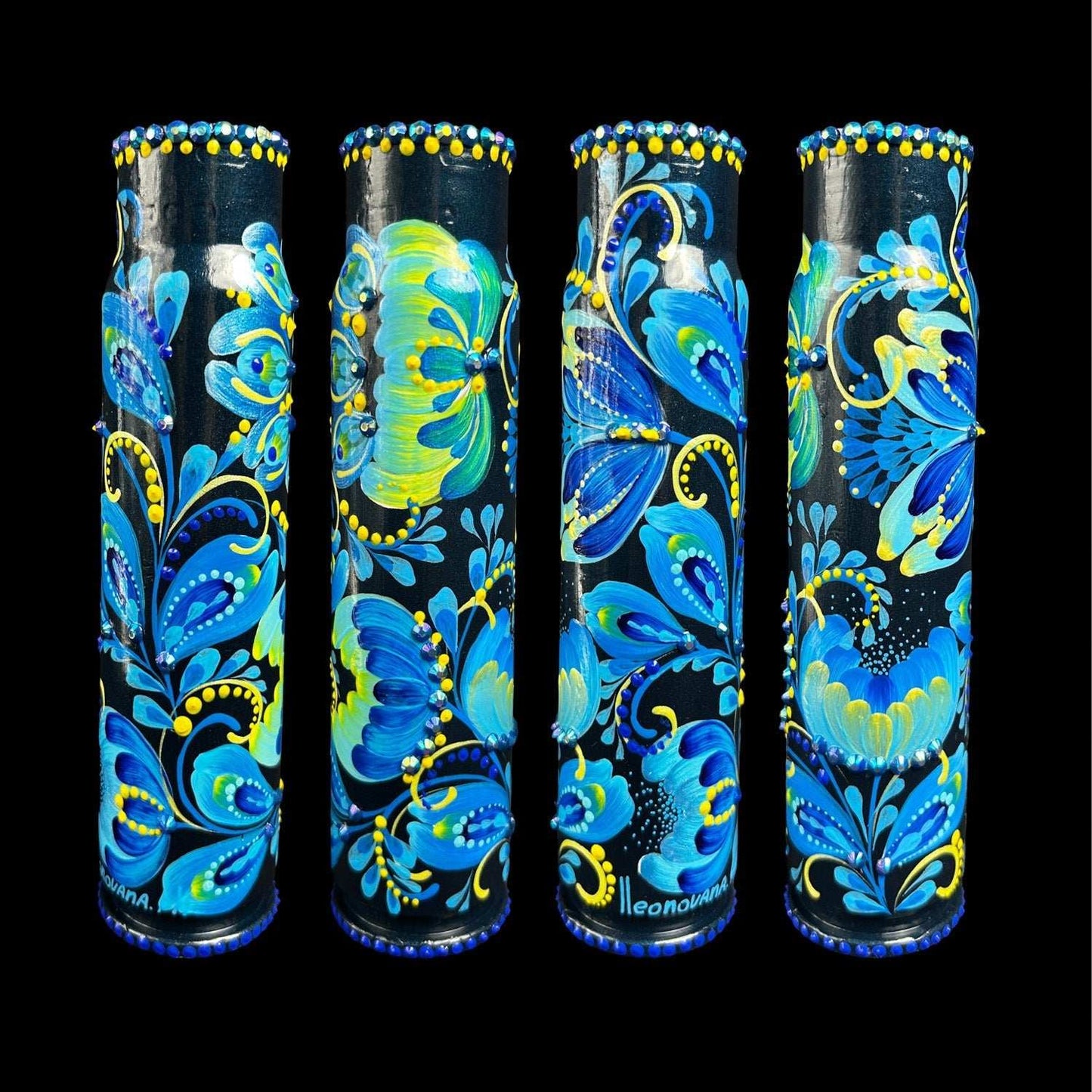 30mm spent shell painted with intricate patterns by Ukrainian artist Anastasia