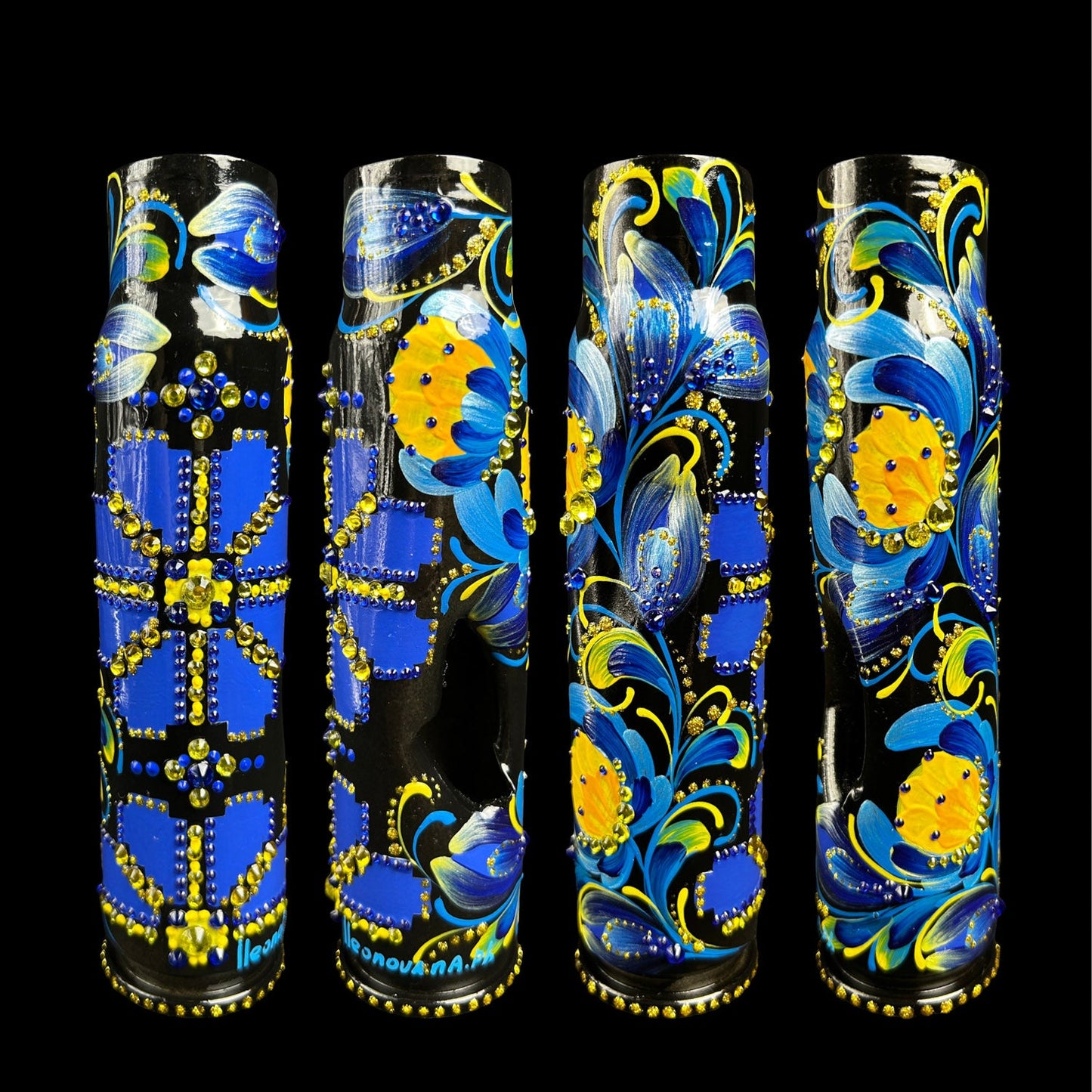 30mm spent shell painted with intricate patterns by Ukrainian artist Anastasia