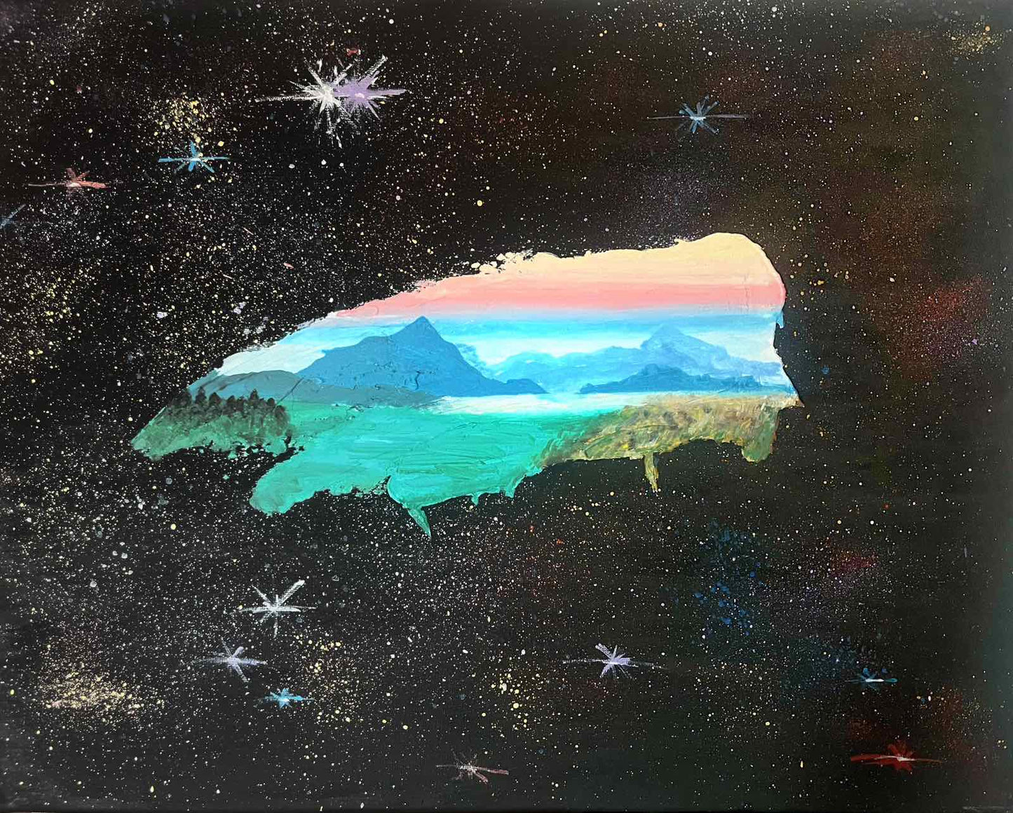 The middle of the Universe acrylic painting on canvas by Anna Huliaeva 40x50cm