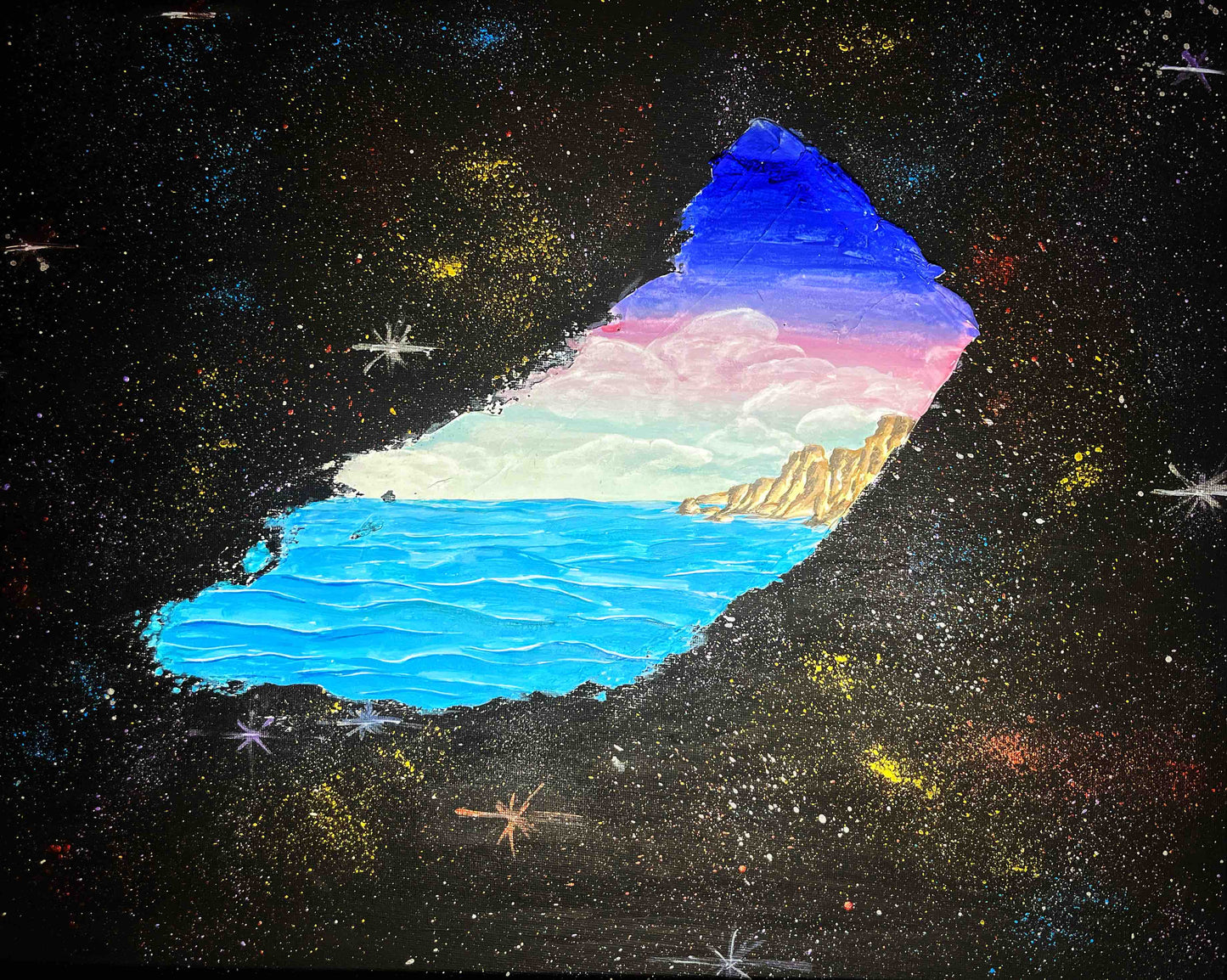 The middle of the Universe acrylic painting on canvas by Anna Huliaeva 40x50cm