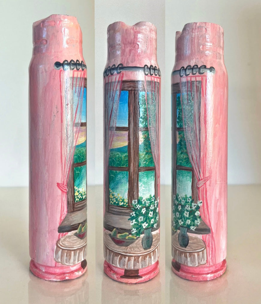 The window view. Drawn on 30mm shell. (16.5cm tall). (#1025)