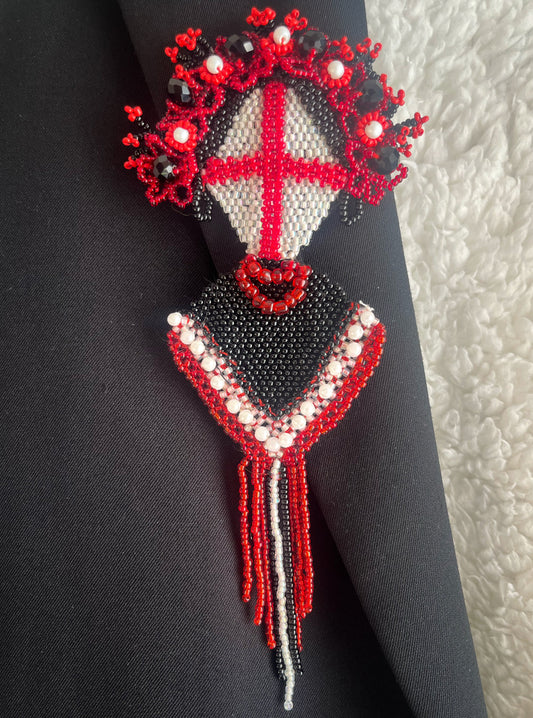 Brooch with flechette designed by Ukrainian artist Anna Huliaieva, 11-12cm long recovered in Kyiv Oblast 2022