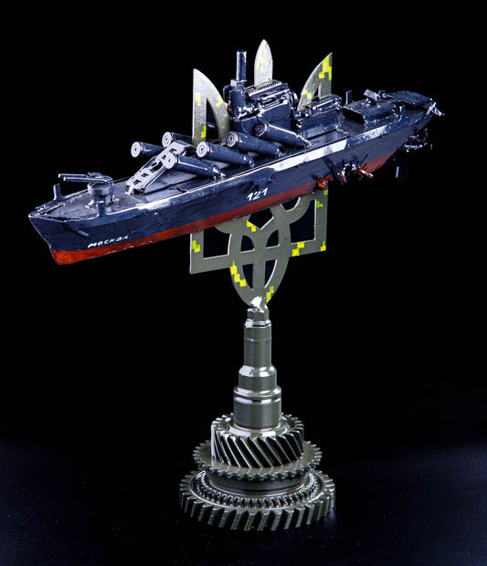 Cruiser Moskva, impaled on Tryzub.