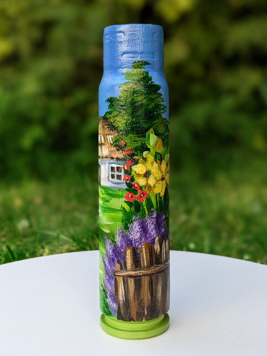 Estojo de 30mm com desenho de casa de campo. (#804)