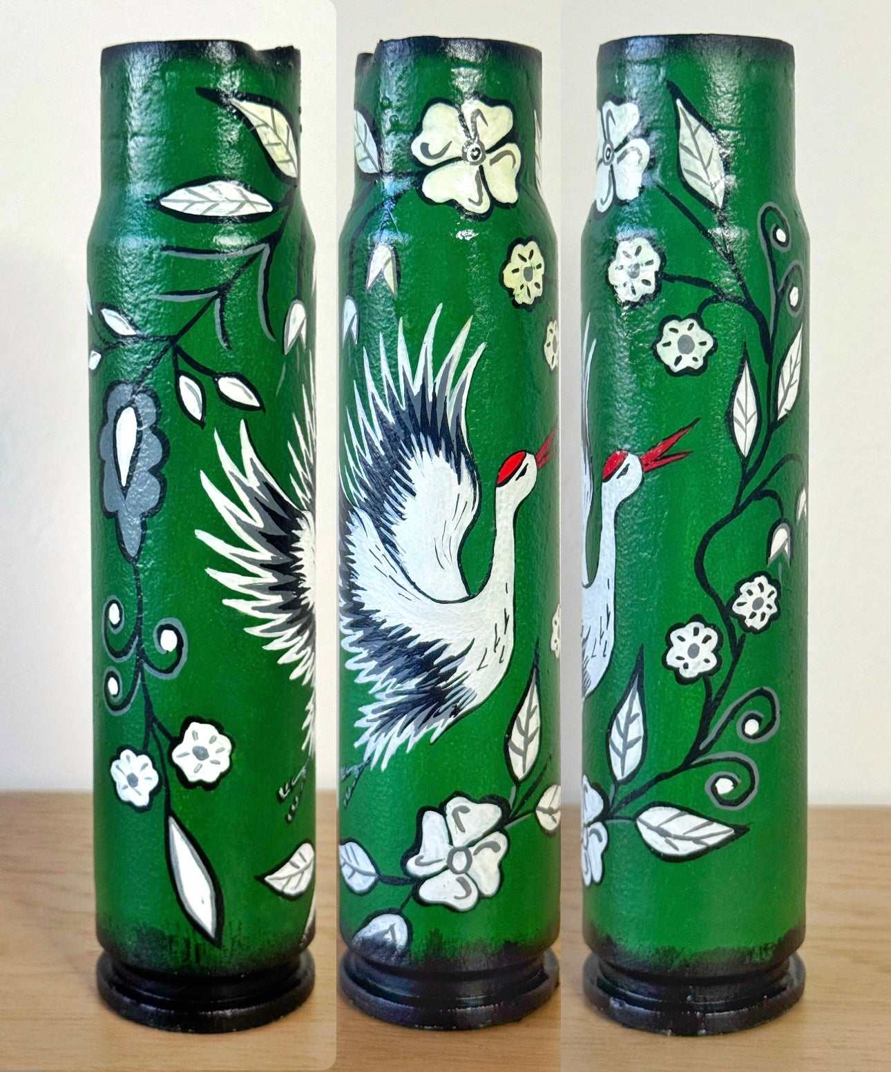 Gold "Leleka" artwork on 30mm shell by Anna Huliaieva, 16.5cm tall