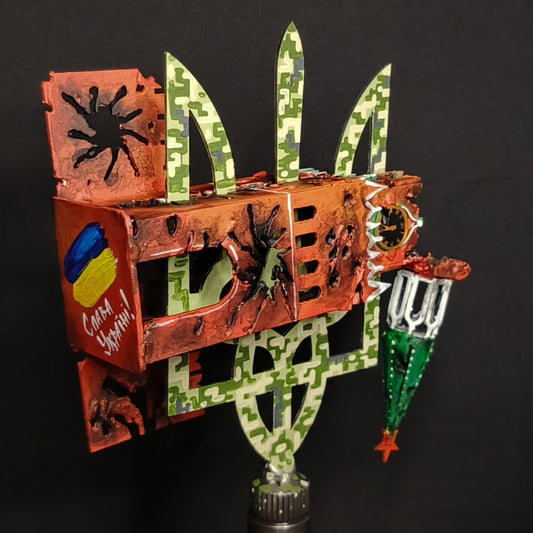 Destroyed Kremlin impaled on Tryzub artwork by Hisoshi Art Studio and Tetiana Shacun