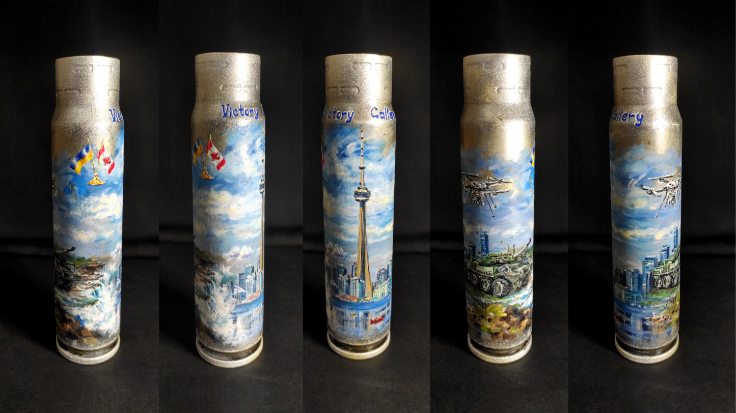 30mm shell painted with Canada Niagara Falls, Toronto CN Tower, and Armoured Combat Support Vehicles by Inna Zubok
