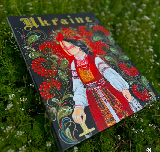 Motanka painted on canvas (40x50 cm). (1095 AL)