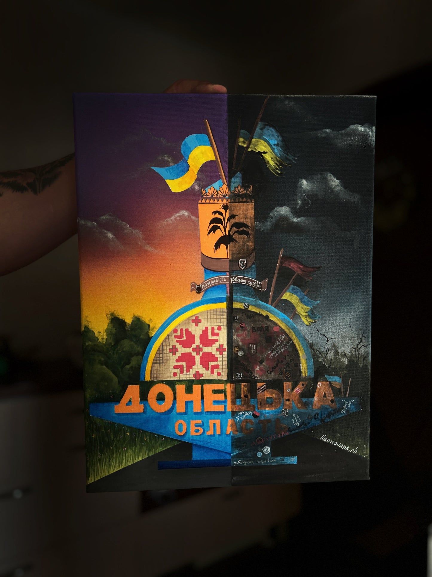 Donetsk Stella acrylic painting on canvas by Anastasia Leonova, 30x40cm