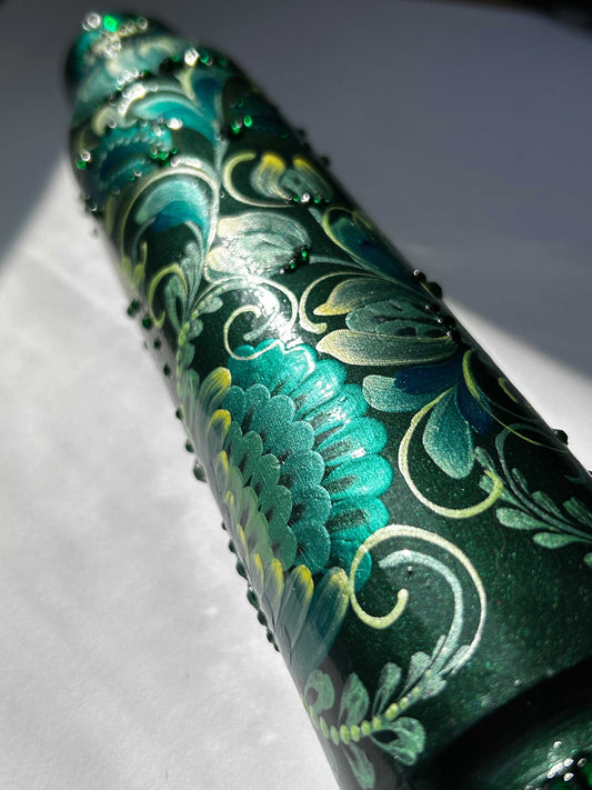 Gepard shell 25cm tall painted with intricate patterns by Ukrainian artist Anastasia