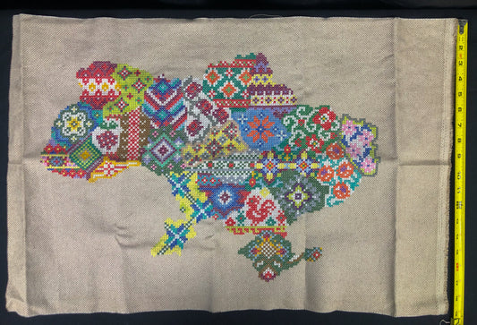 Map of Ukraine woven from threads. 60x40cm