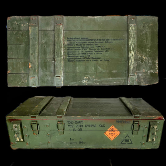 Painted ammunition box. 100x47x24 (LxWxH).