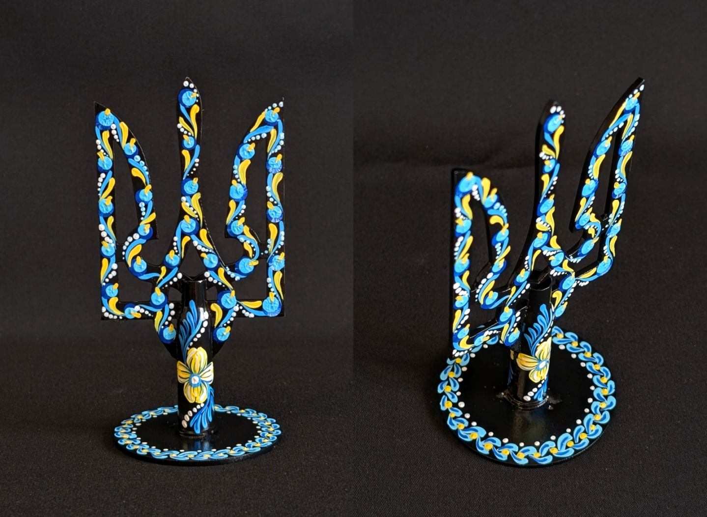 Small tryzub with bullet cartridge artwork by Catherine Ruban from Victory Gallery