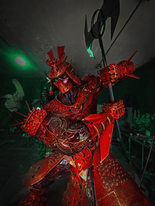 Samurai artwork by Hisoshi, large 270x200cm, heavy 700-800kg sculpture