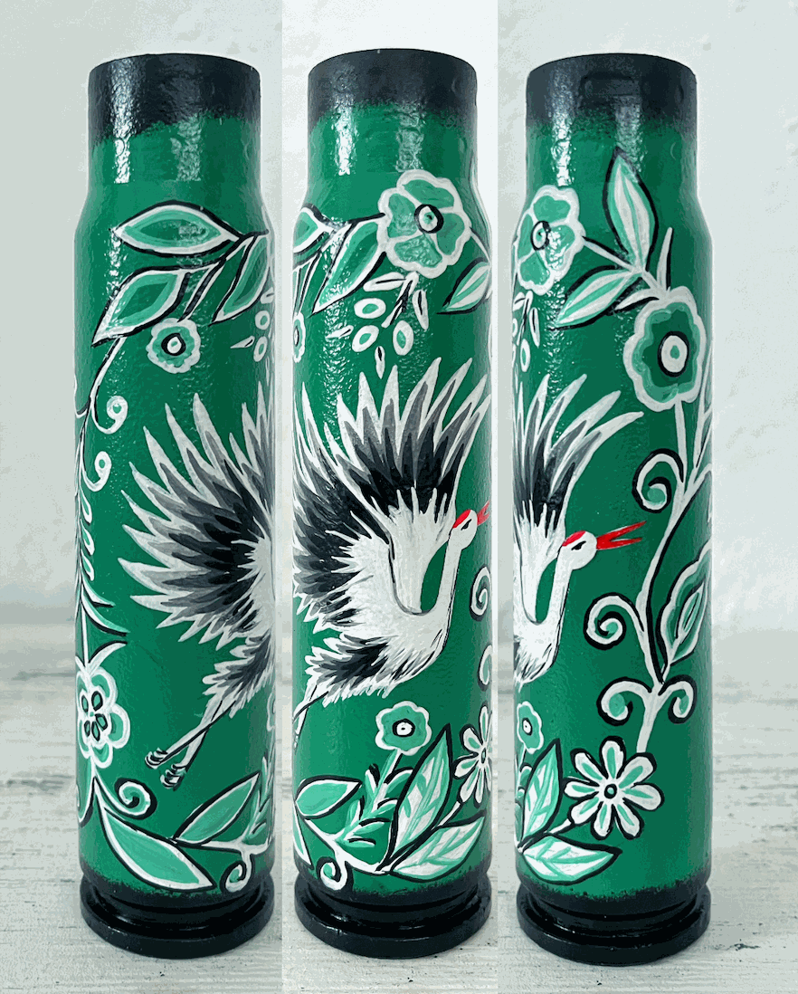 30mm shell ceramic artwork with patterns by Anna Huliaieva, 16.5cm tall