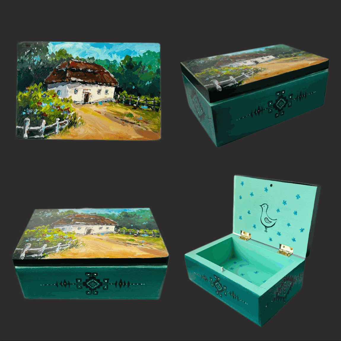 Jewelry box "Summer in Ukraine" painted by Marharyta Klimova with vibrant floral design