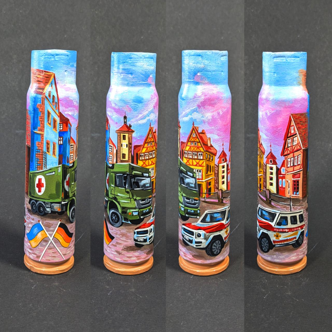 Detailed 30mm shell drawing painted by Catherine Ruban, titled "Thank you Germany"