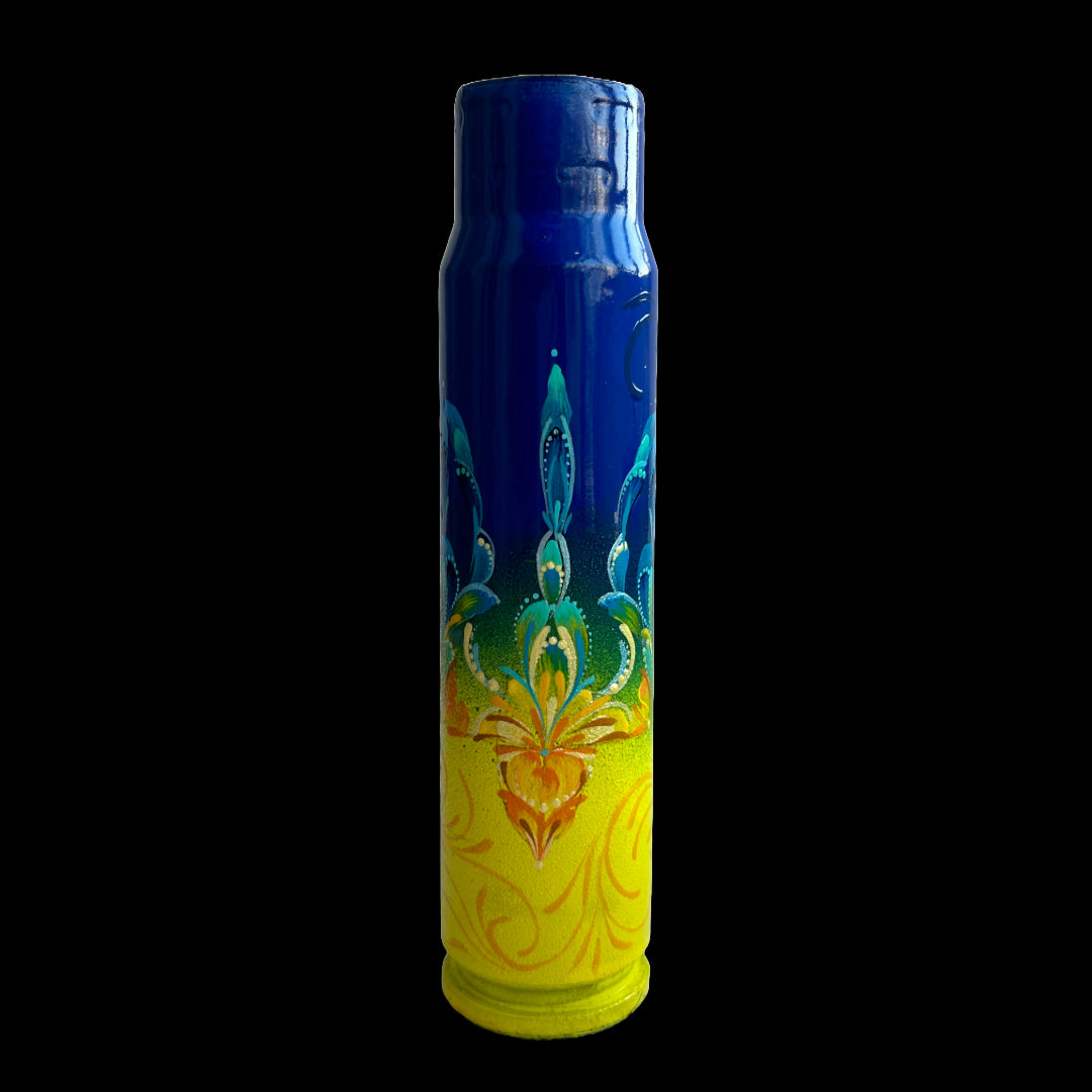 30mm spent shell with drawing of a Tryzub. (#1017)