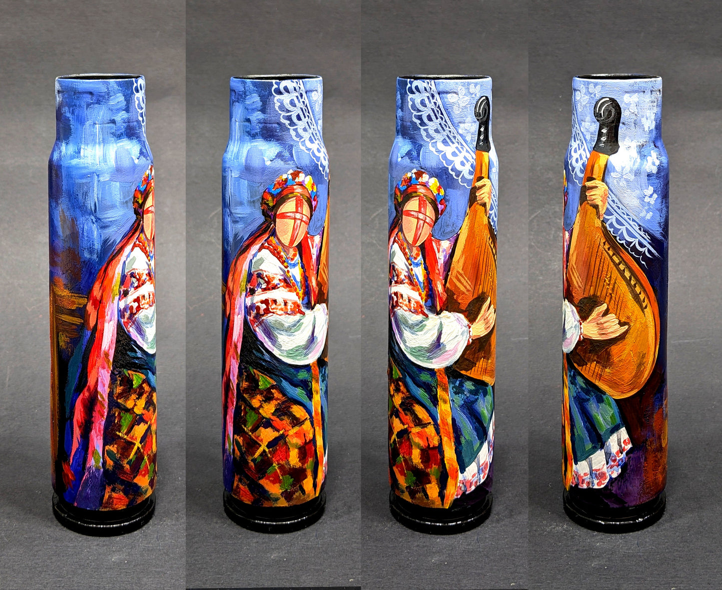 Ukrainian Motanka painted on 30mm shell by Catherine Ruban