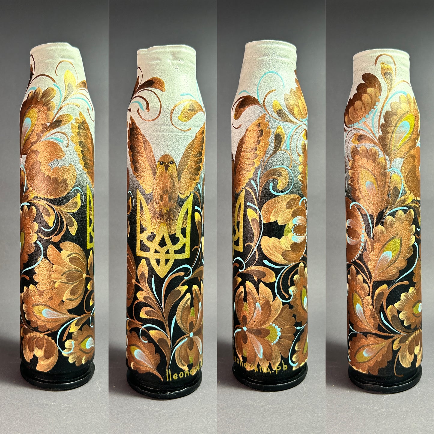 Casquillo usado de proyectil Gepard con dibujo de patrones. (1160 AL)