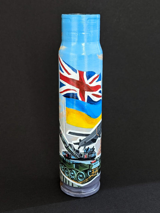 Spojené království: nákres 30mm nábojnice - Děkujeme UK. (CR)