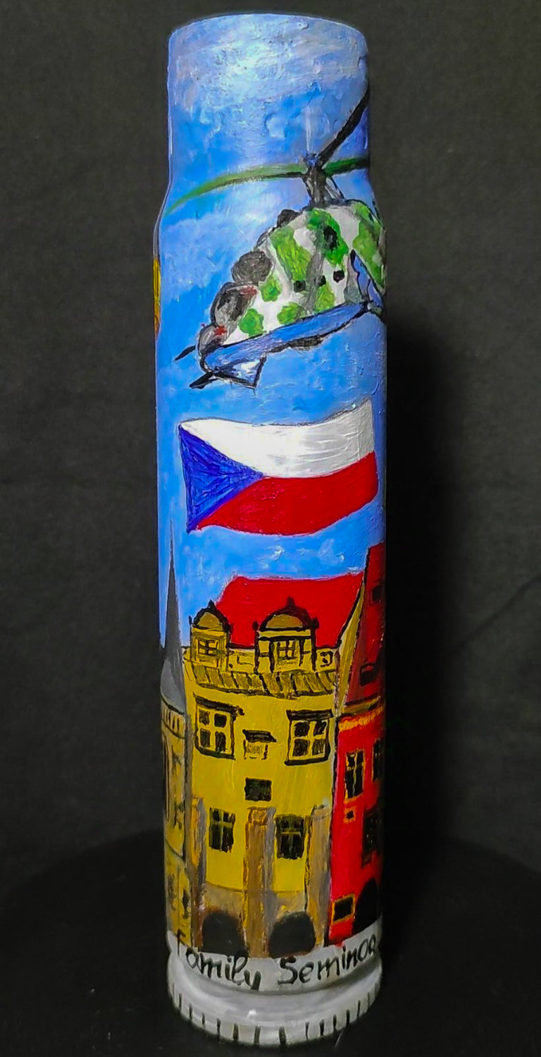 30mm shell painted artwork by Julia Seminoh thanking Czech Republic