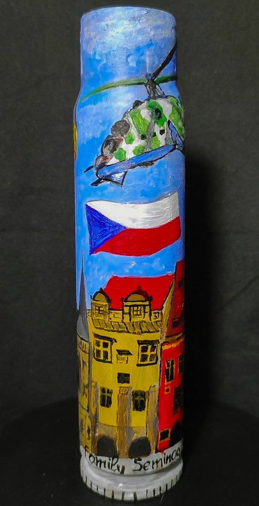 30mm shell painted artwork by Julia Seminoh thanking Czech Republic