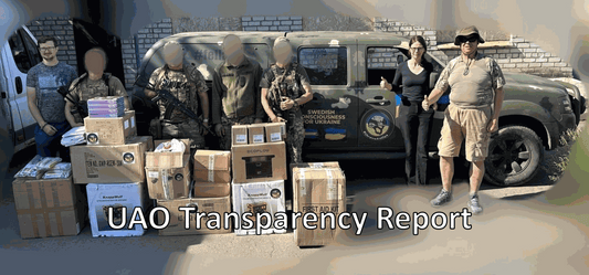 UAO Transparency Report infographic showing donation usage details and impact statistics