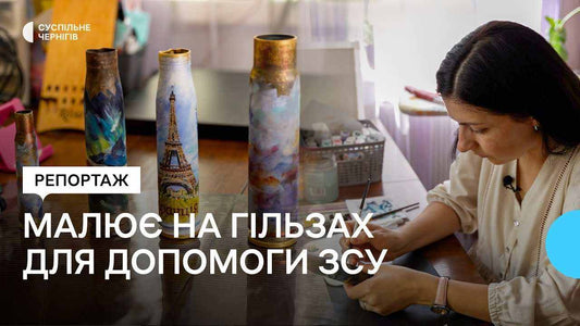 Painting decorated artillery shells to support the army in Ukraine