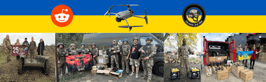 UAO volunteers unloading anti-drone camouflage nets for Ukrainian defenders in Reddit Power for Ukraine campaign