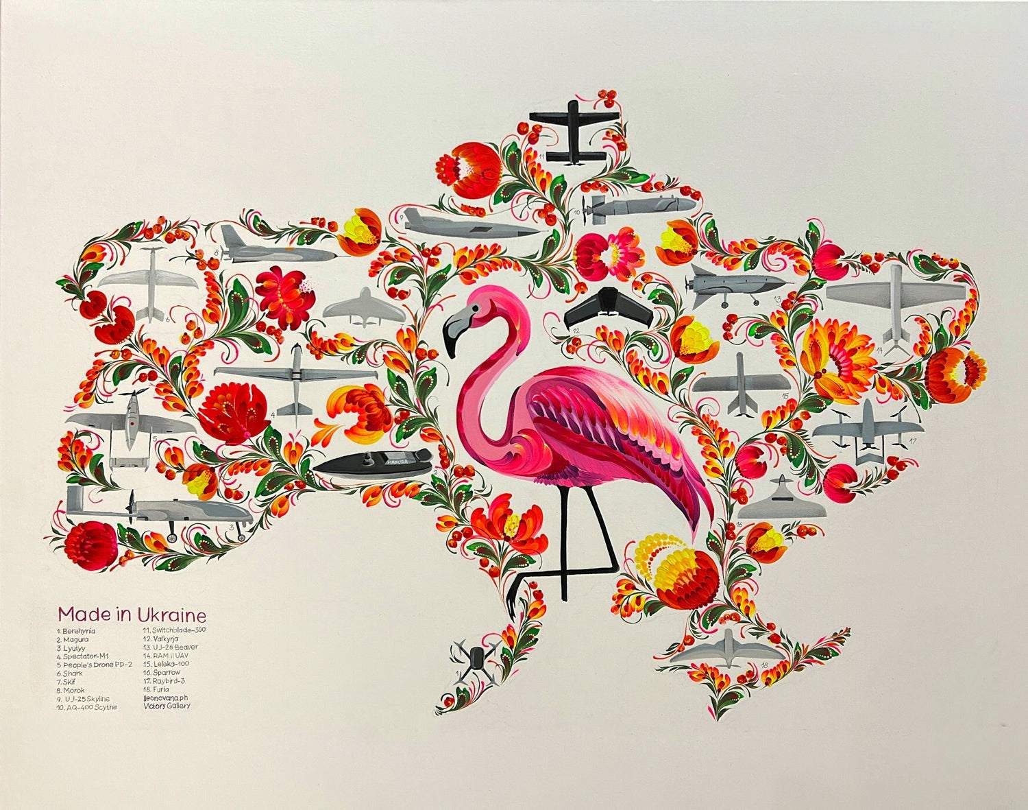 Colorful non-military art pieces by Ukrainian artists showcasing Ukraine's beauty