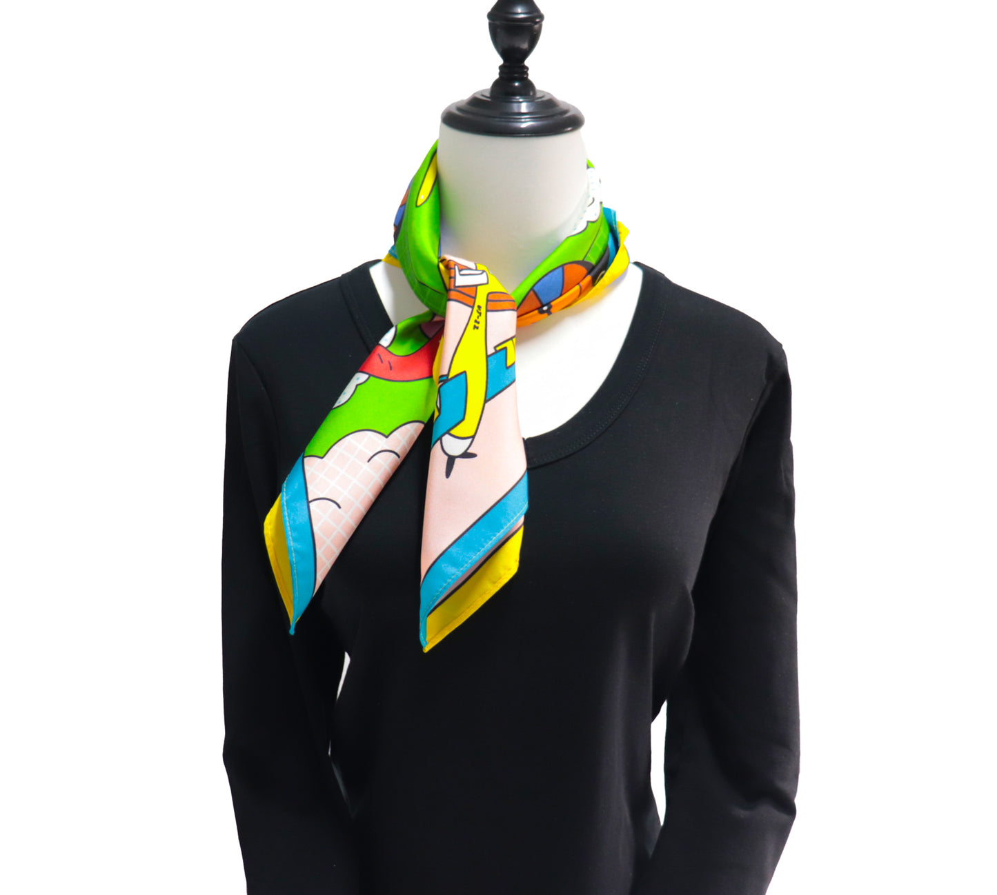 Ukrainian Trojan Horse Mulberry Silk Scarf. (66x66cm). (1207 KS)