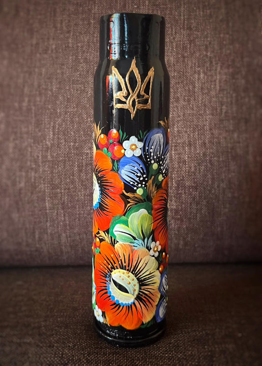 30mm spent shell with drawing of a patterns. (1139 MS)