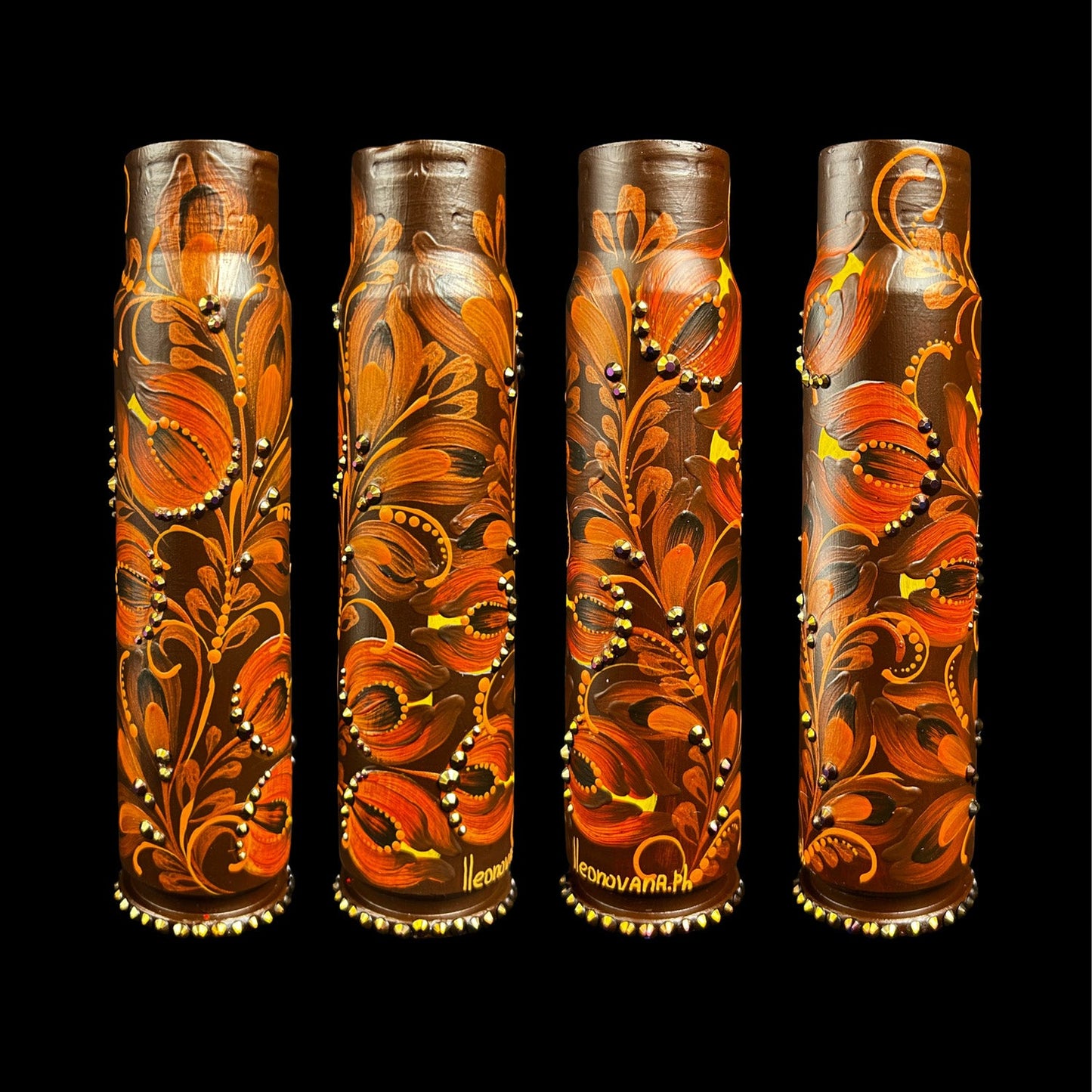 30mm spent shell painted with unique patterns by Ukrainian artist Anastasia