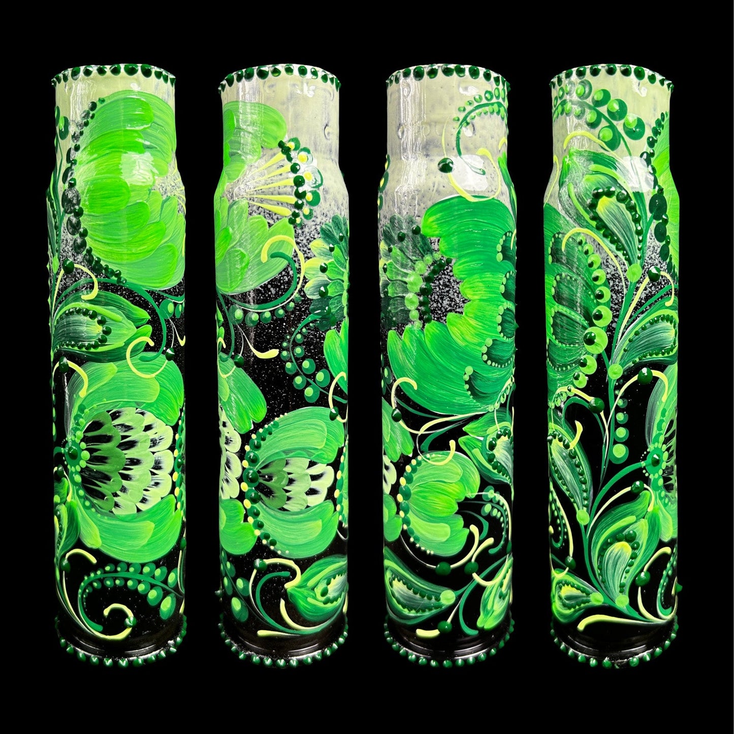 30mm spent shell painted with intricate patterns by Ukrainian artist Anastasia