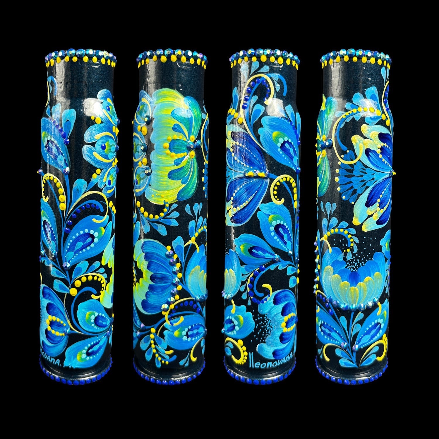 30mm spent shell painted with intricate patterns by Ukrainian artist Anastasia