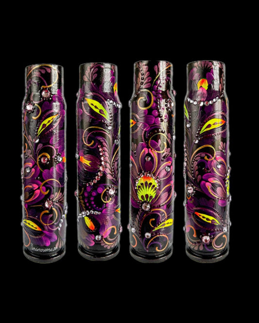 30mm spent shell painted with artistic patterns by Ukrainian artist Anastasia