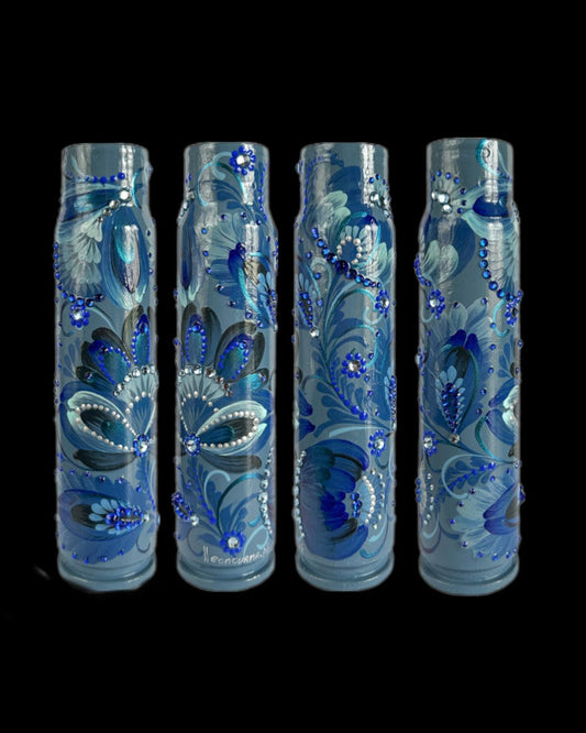 30mm spent shell painted with intricate patterns by Ukrainian artist Anastasia
