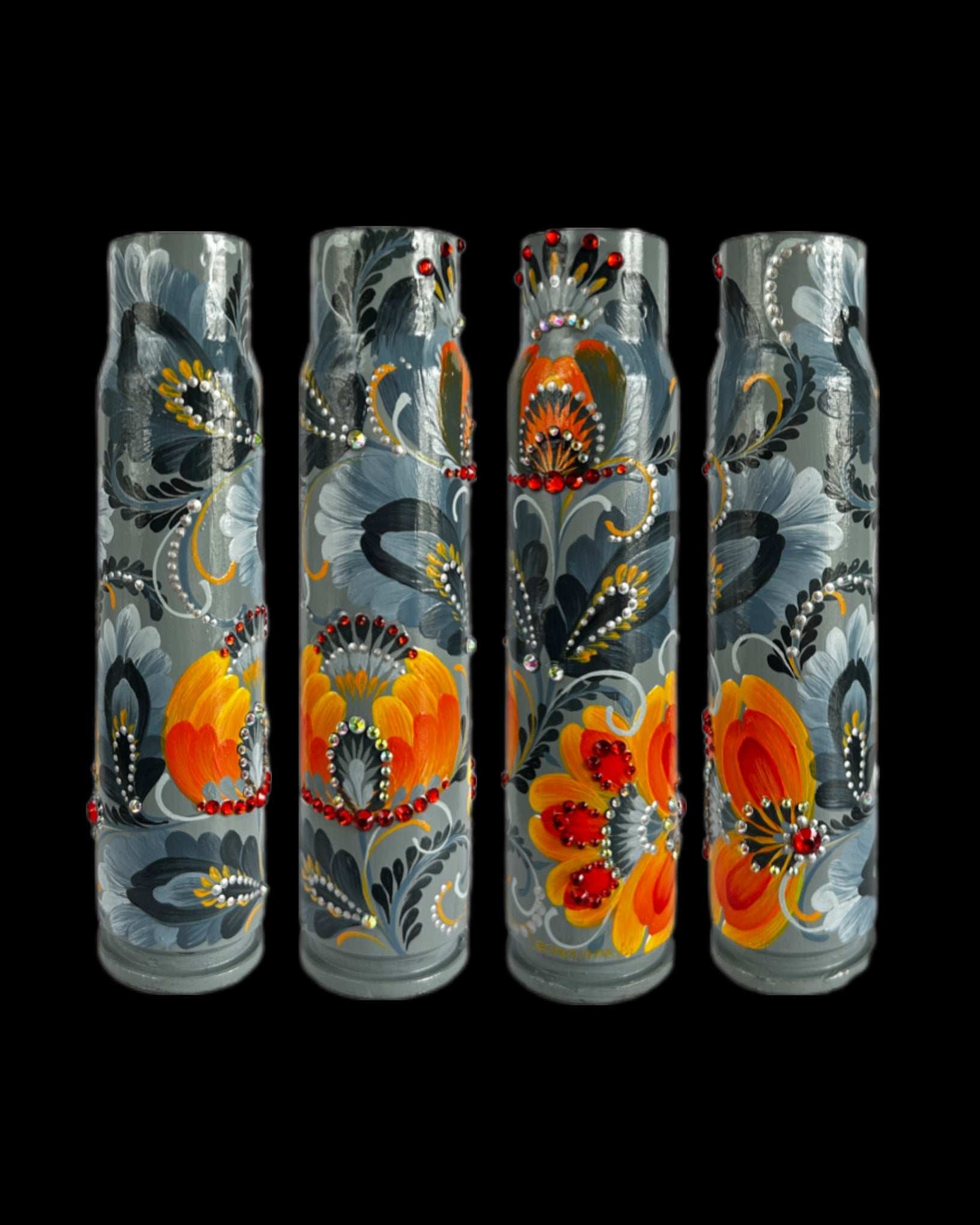 30mm spent shell painted with intricate patterns by Ukrainian artist Anastasia