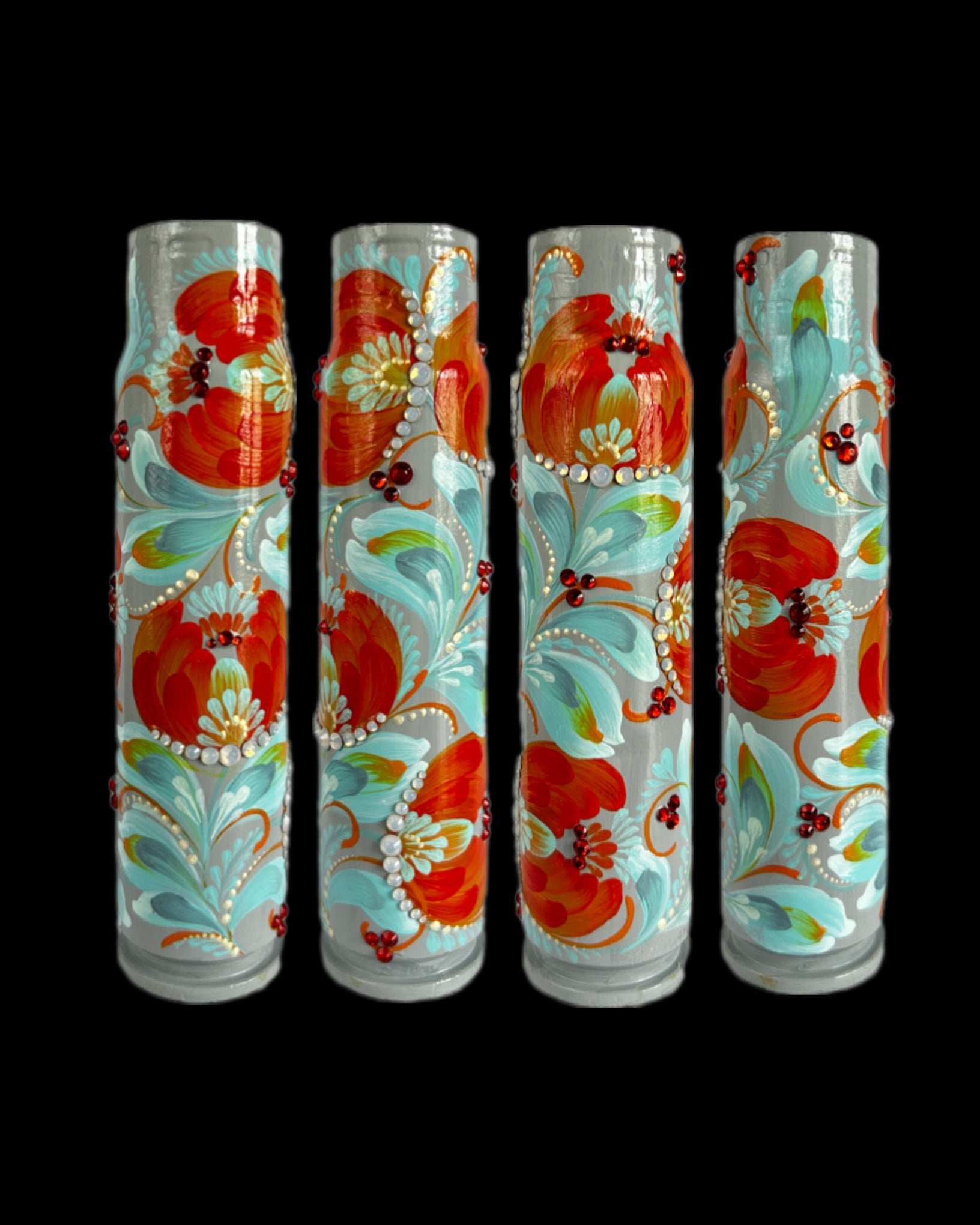 30mm spent shell painted with artistic patterns by Ukrainian artist Anastasia