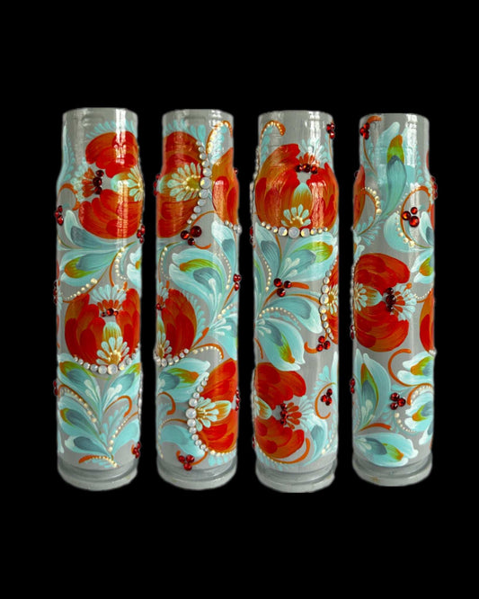 30mm spent shell painted with artistic patterns by Ukrainian artist Anastasia
