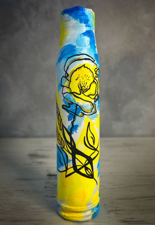 30mm shell with drawing in Ukrainian flag colors. (Anna 1).