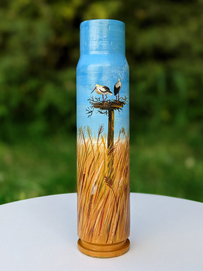 30mm shell with drawing of wheat fields. (#800)