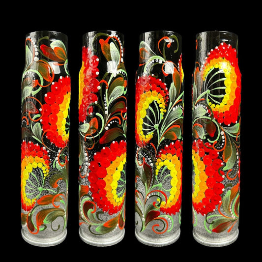30mm spent shell painted with artistic patterns by Ukrainian artist Anastasia